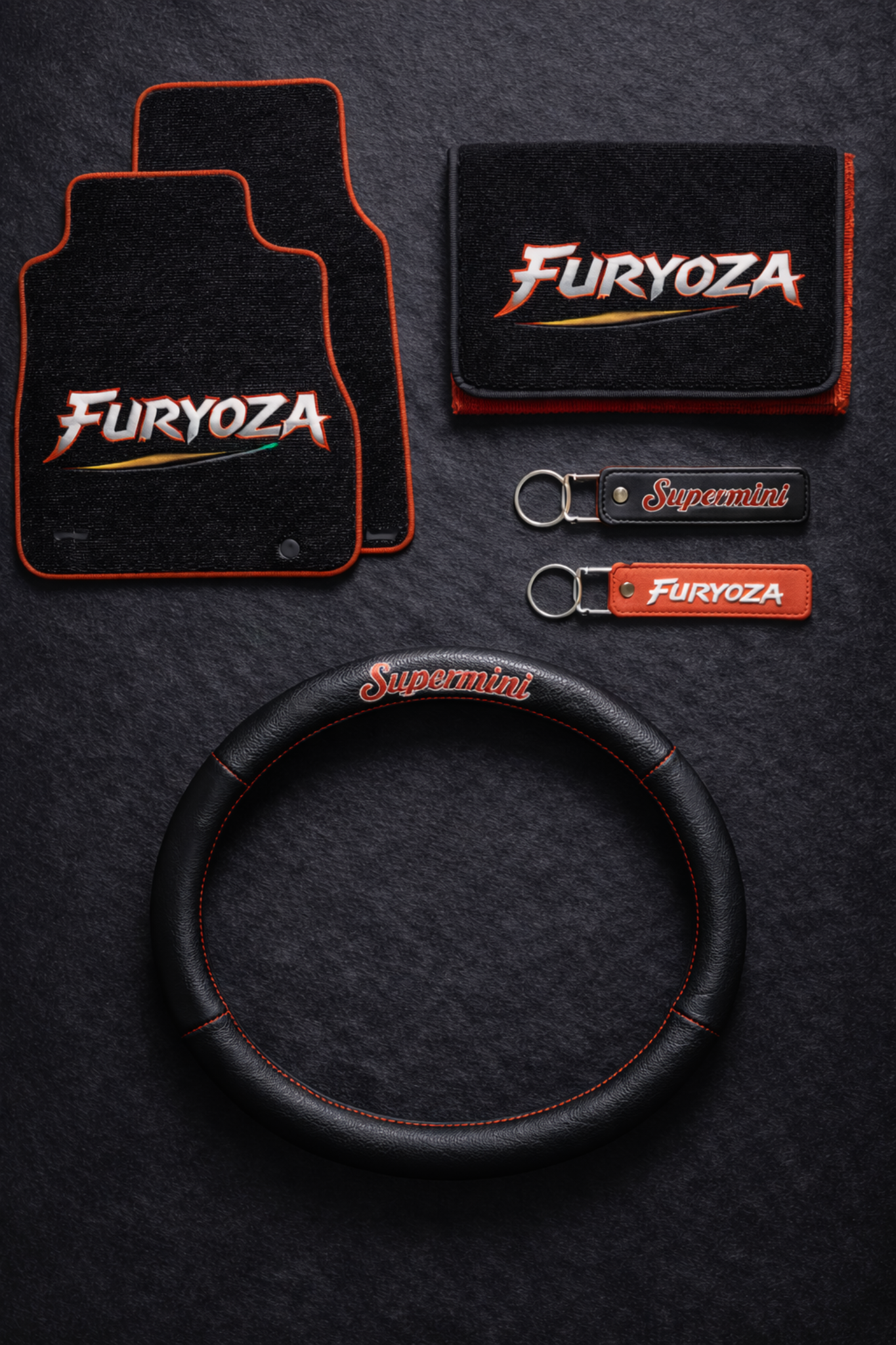 Branded touchpoint accessories flat lay mockup